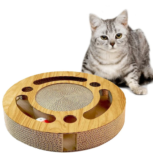 Cat scratching surface toy with balls